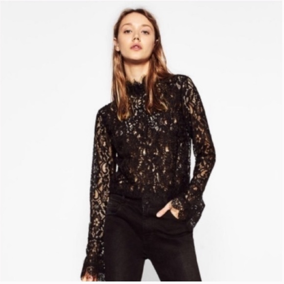 Zara Tops - Zara 3/4 Sleeve Lace Blouse size M